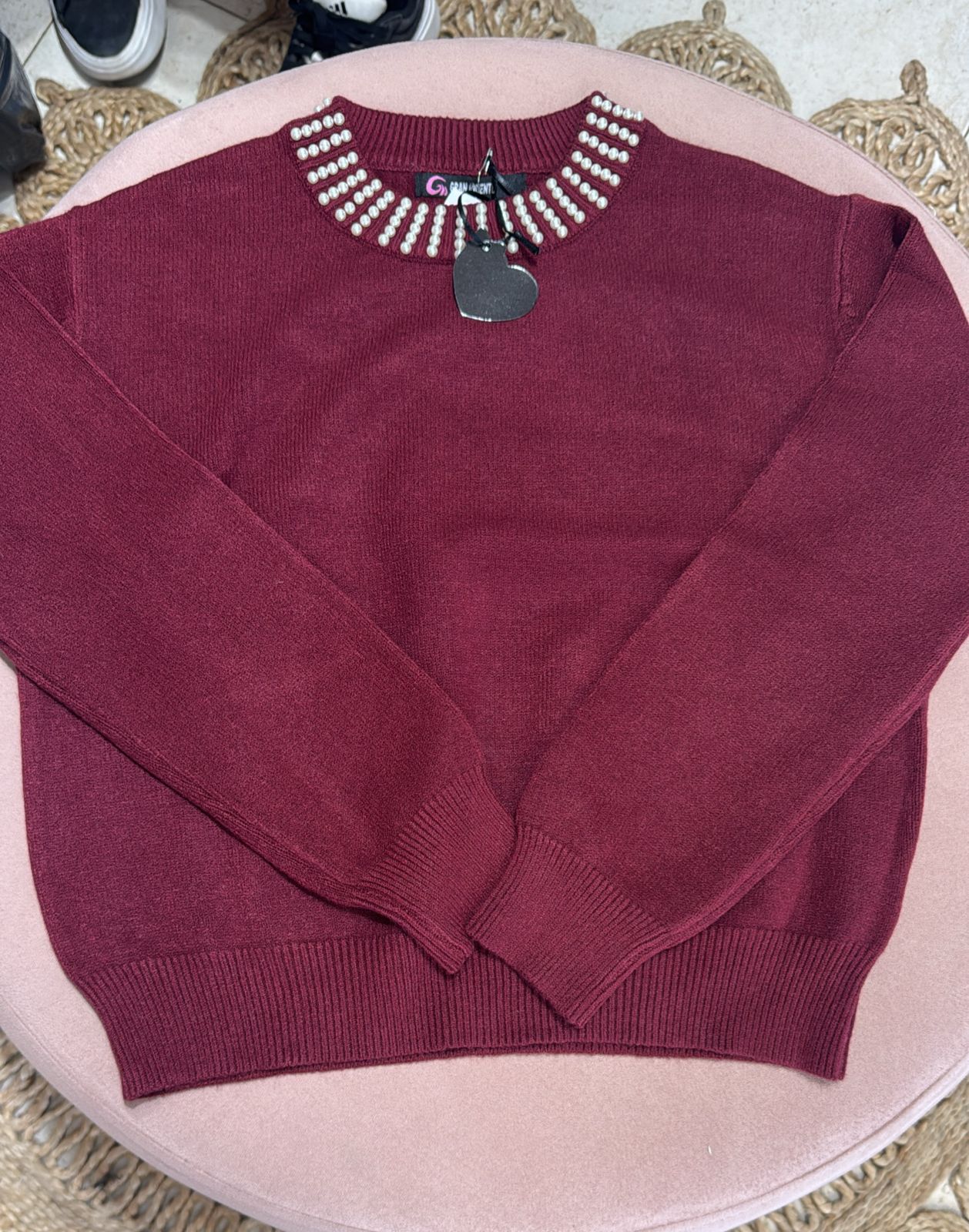 sweaters perlas cuello